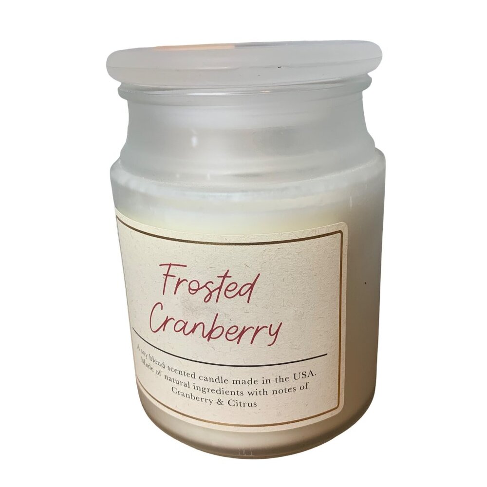 NEW Frosted Cranberry Soy Blend Scented Candle 18oz Natural Ingredients With No